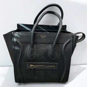 Black leather handbag
